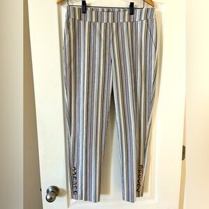 Zac & Rachel Vertical Striped Pull-on Ankle Length Pants Women’s Size 8